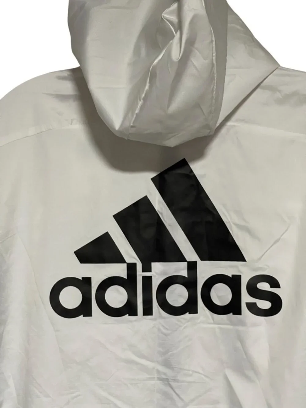 Adidas Womens White & Black Hooded Windbreaker Jacket Size S  Lightweight